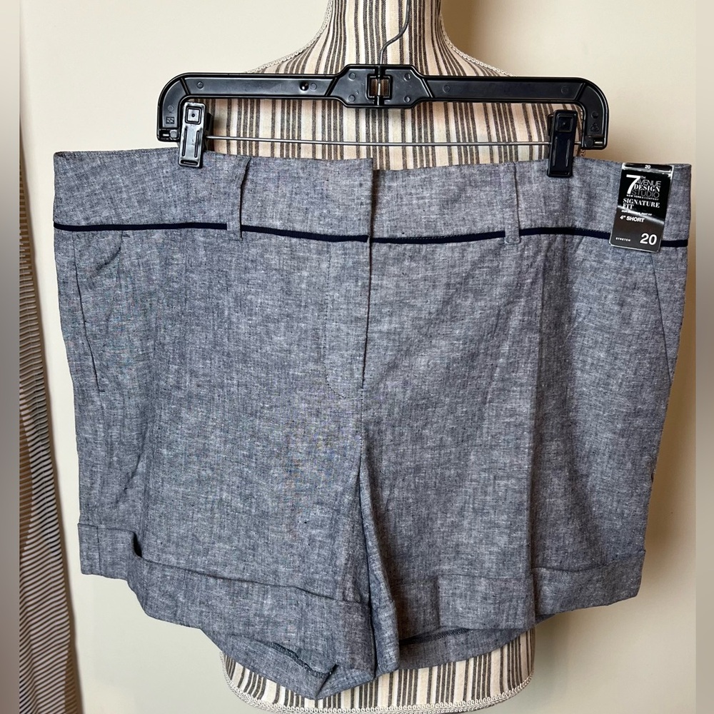 New York & Company Womens Cuffed Shorts Size 20 Blue Stretch Twill 4 Inch